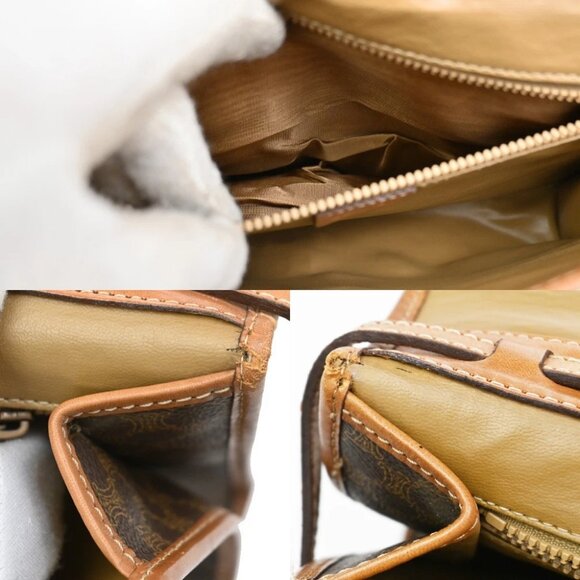 CELINE Logo Macadam Pattern 2Way Shoulder Bag PVC Leather Brown Italy - Picture 11 of 16